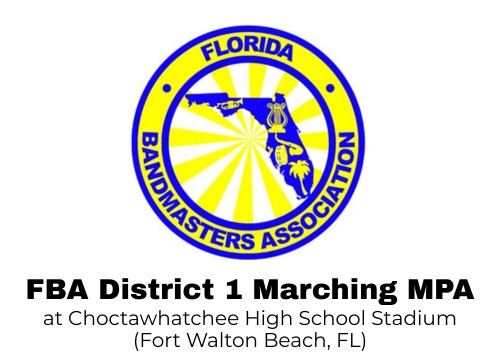 Logo for Florida Bandmasters Association District 1 FBA District 1 Marching MPA Fort Walton Beach, FL