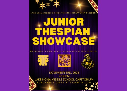 Logo for Lake Nona Middle School Jr. Thespian Showcase Orlando, FL