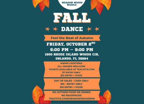 Logo for Meadow Woods Middle School Fall Dance Orlando, FL