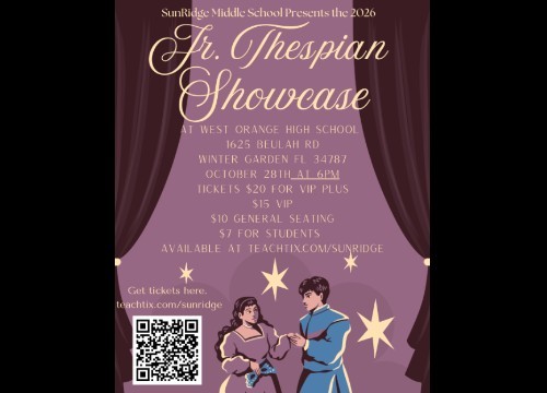 Logo for Sunridge Middle School Jr. Thespian Showcase Winter Garden, FL