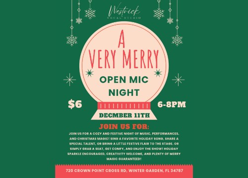 Logo for A Very Merry Open Mic Night Winter Garden, FL